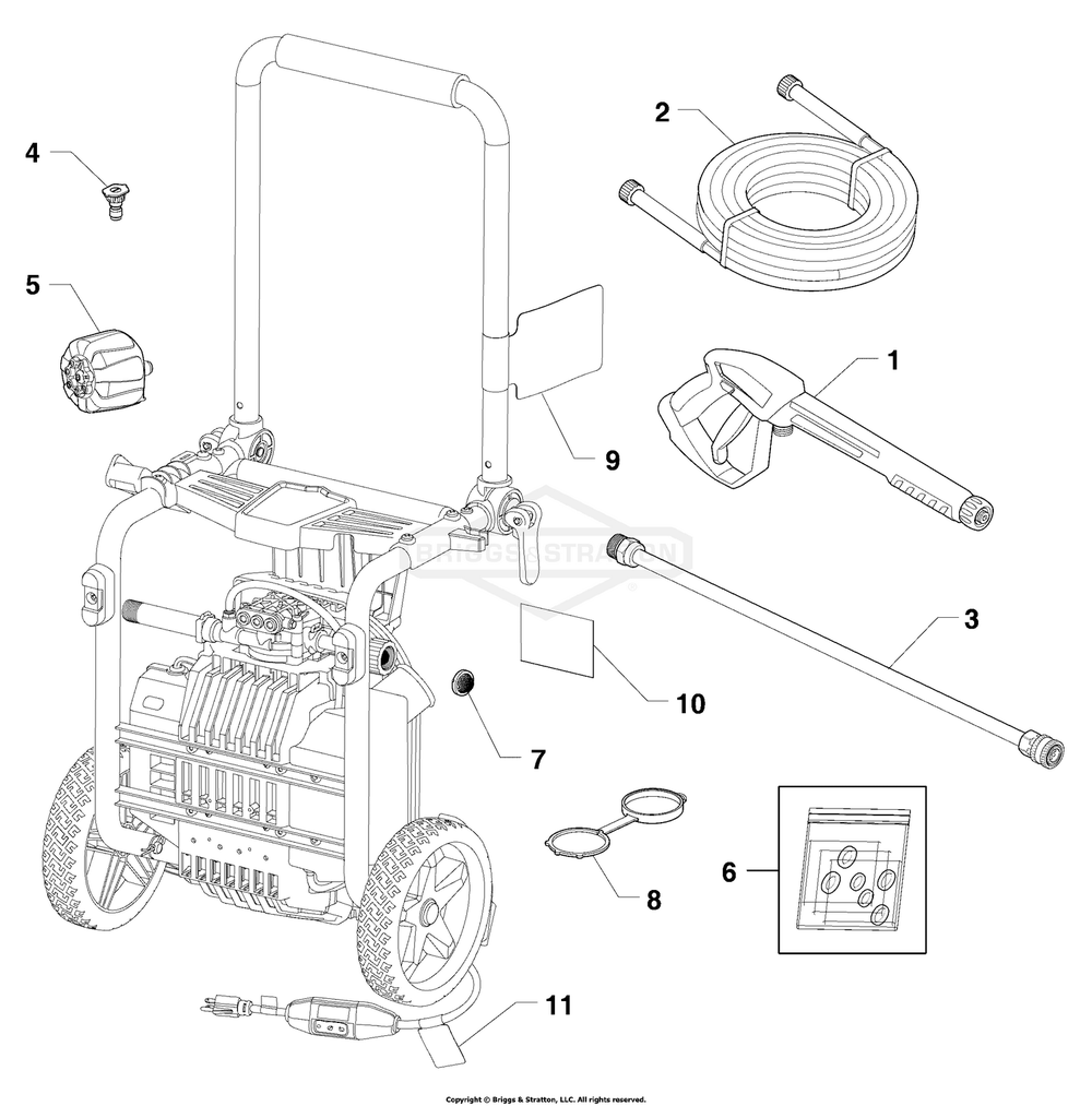 Main Unit (80027972) Diagram and Parts List for CMXGWAS020727  Briggs and Stratton Pressure Washer